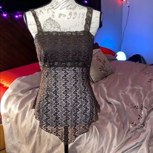 Brown lace tank